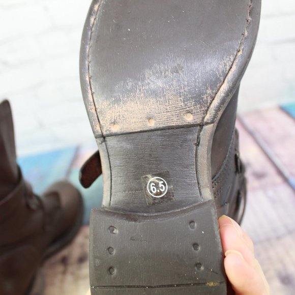 Diba True Brown Leather Triple Buckle Mid Calf Moto Boots Size 6.5 - Picture 8 of 9